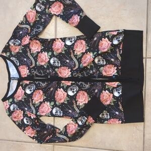 Floral Skull Print Women's Top